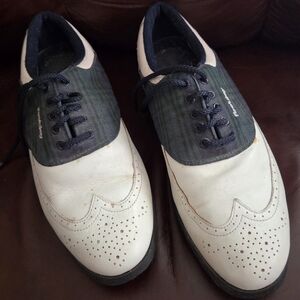 Womens White and Blue Golf Shoes
